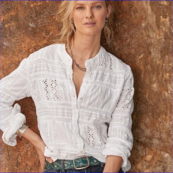 SUNDANCE Harmony Forever Blouse by DYLAN Cotton Crochet Top - NEW - Picture 1 of 8